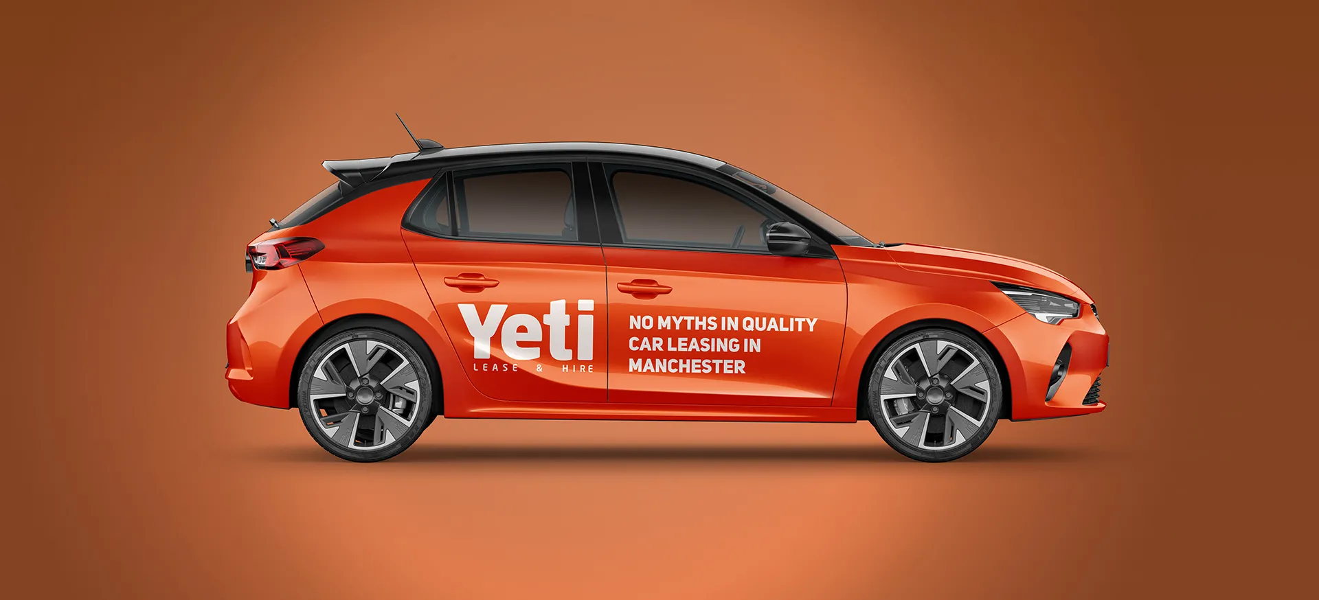 orange, Car livery branding, care hire graphics, Birmingham car leasing, nonfacture design