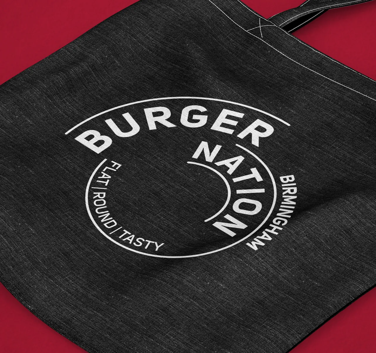 black tote bag design, restaurant branded tote bag, screen print tote bag, nonfacture design