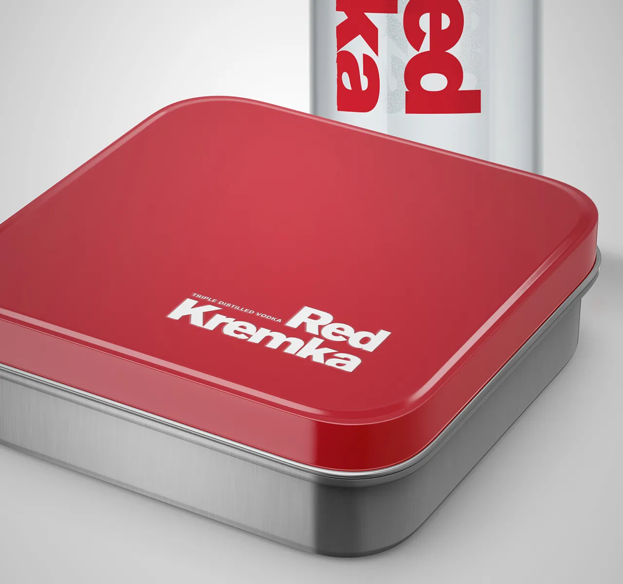 metal printed tin, vodka brand guidelines tin case box, red lid box