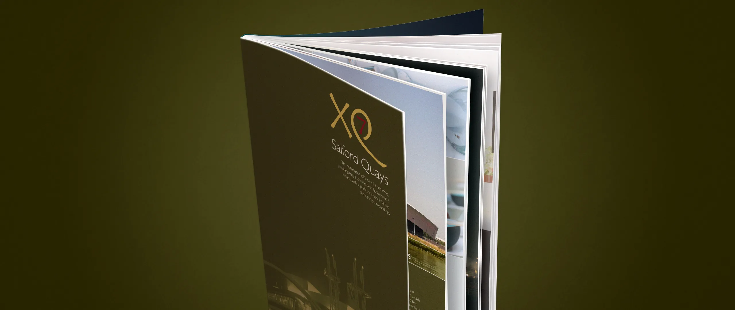 XQ7 Salford Quays Property brochure, branding nonfacture Birmingham Design Studio