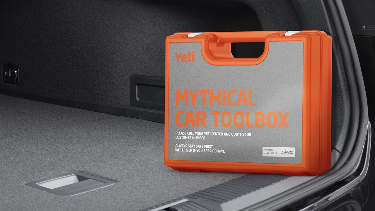 orange car lease branded plastic toolbox, branding nonfacture design
