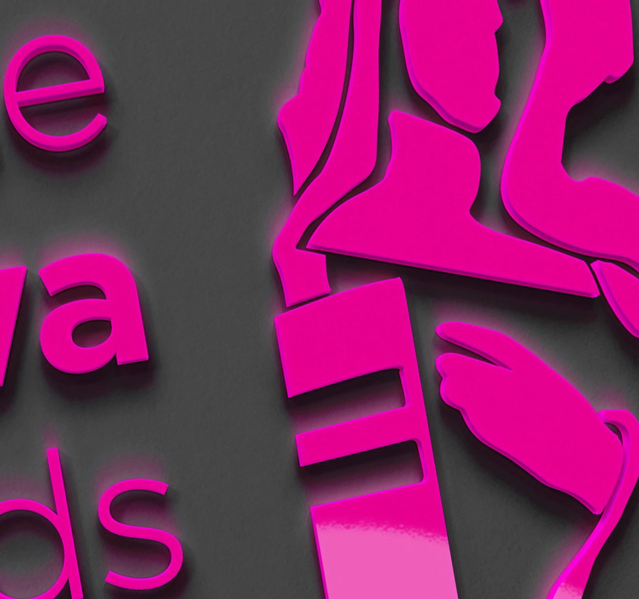 magenta perspex sign, awards signage, Coventry Nonfacture design Birmingham studio